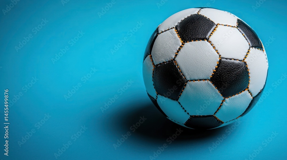 Fototapeta premium Soccer ball on blue background