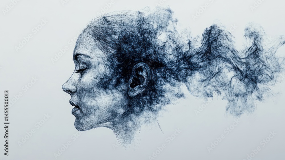 Abstract Female Portrait: Serene Transformation Abstract Female Portrait: Serene Transformation