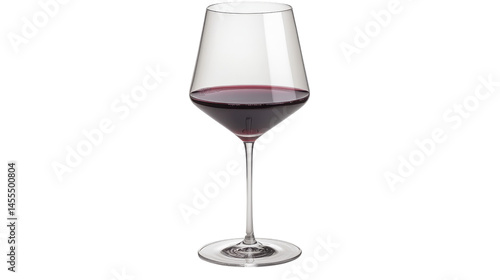 Elegant wine glass filled with rich red wine, showcasing its deep color and clarity, perfect for sophisticated dining experience, Isolated cutout on a transparent background