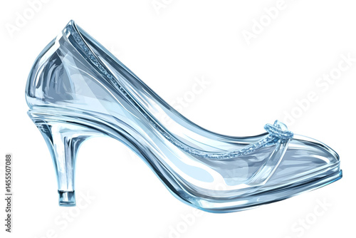 Transparent Glass Shoe Illustration On Black Background