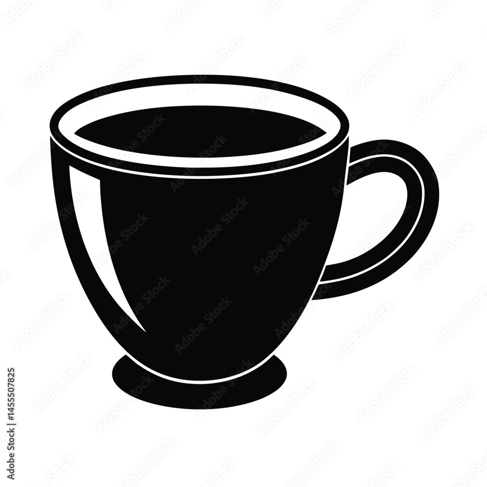Latte Cup Clean Handle Vector Silhouette Latte Cup Clean Handle Vector Silhouette