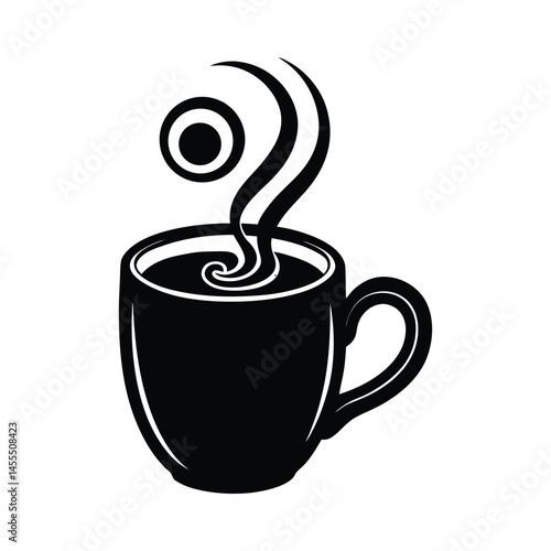 Minimal Coffee Mug Swirl Steam Vector