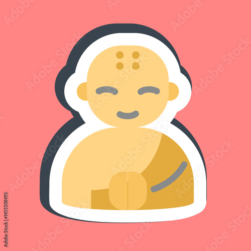 Sticker monk. Buddhism and vesak elements.