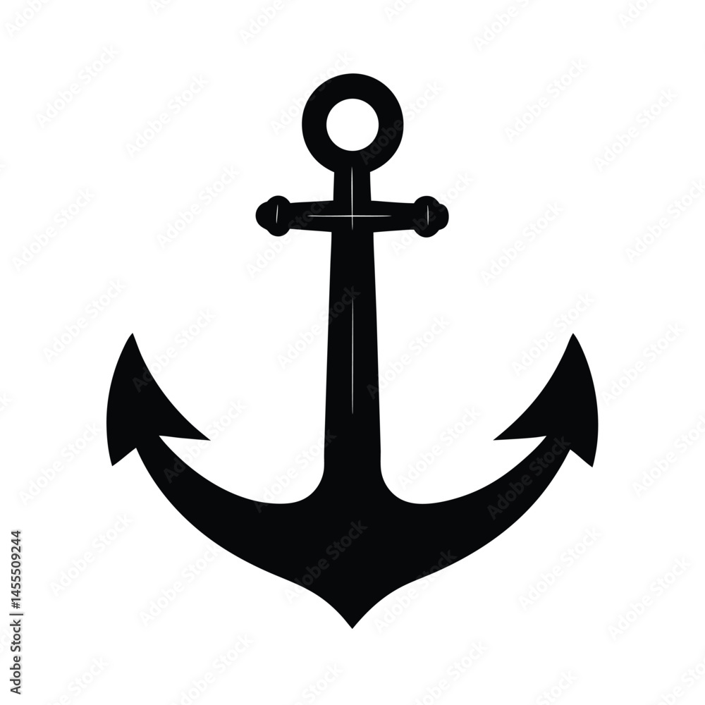 Nautical Anchor Vector Silhouette Nautical Anchor Vector Silhouette