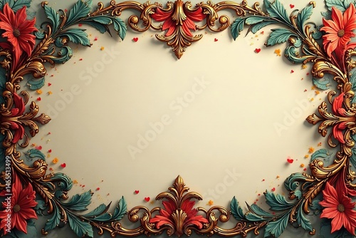 Bold damask, large-scale scrolls & acanthus leaves, repeat, print, seamless