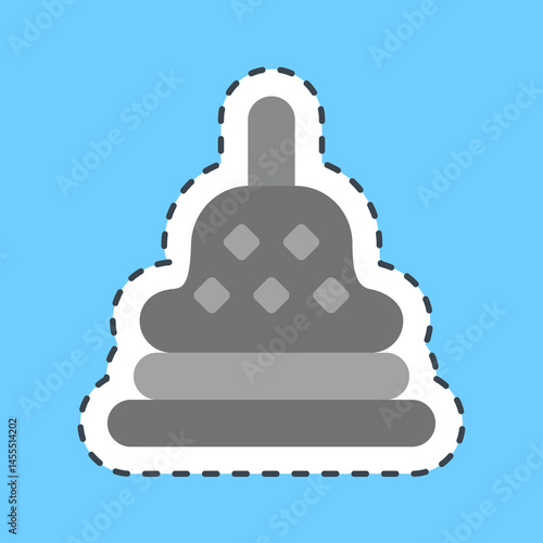 Cutting line sticker stupa temple. Buddhism and vesak elements.