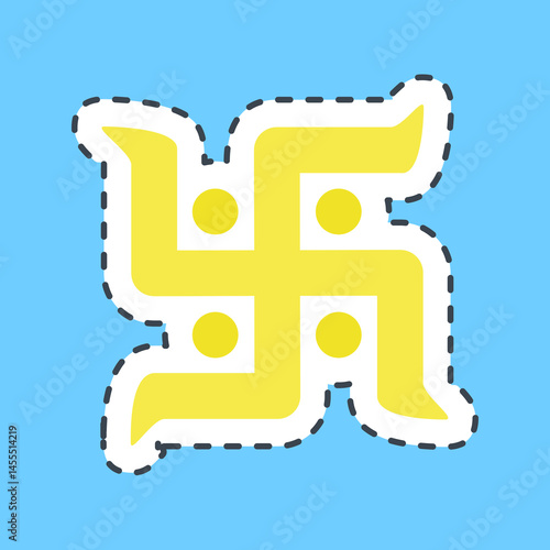 Cutting line sticker swastika. Buddhism and vesak elements.