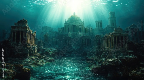 Obraz na płótnie Sunlit underwater ruins (1) w salonie