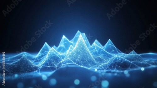 Abstract Glowing Ice Mountain Patterns with Fractals and High Fidelity Detail