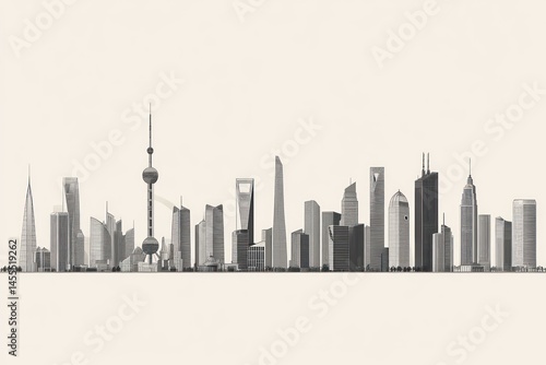 Wallpaper Mural architectural icons of the world in row format, vector style Torontodigital.ca