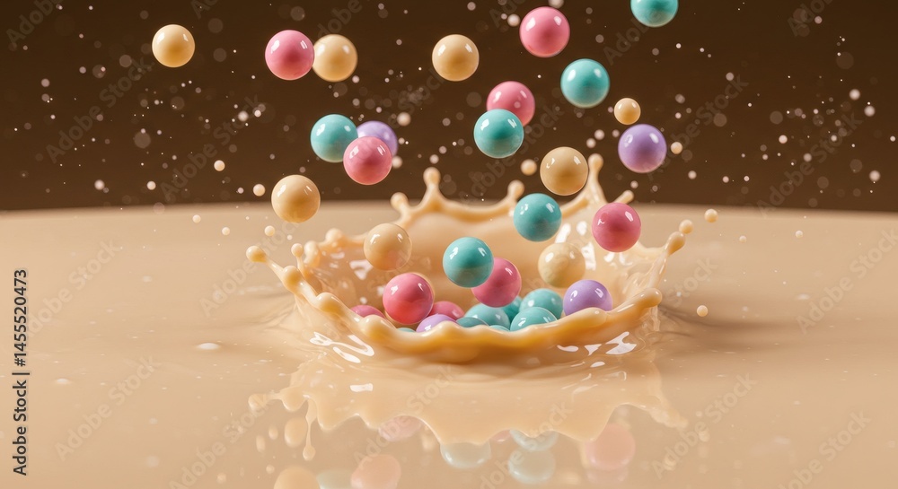 Bubble tea pearls popping mid-air
Bubble tea pearls popping mid-air