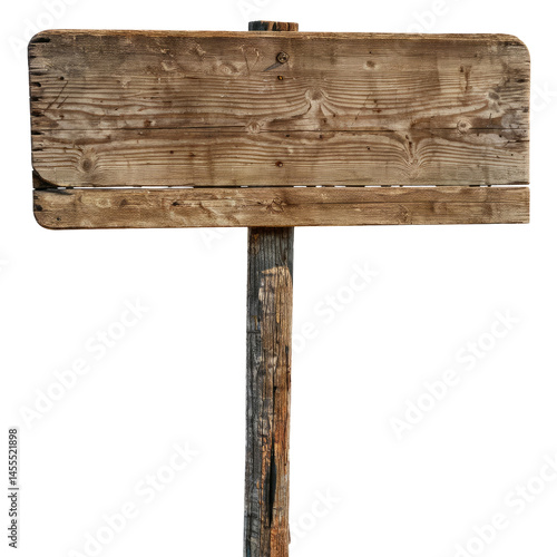 wooden sign, isolated on white background