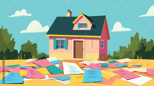 vector house pink color