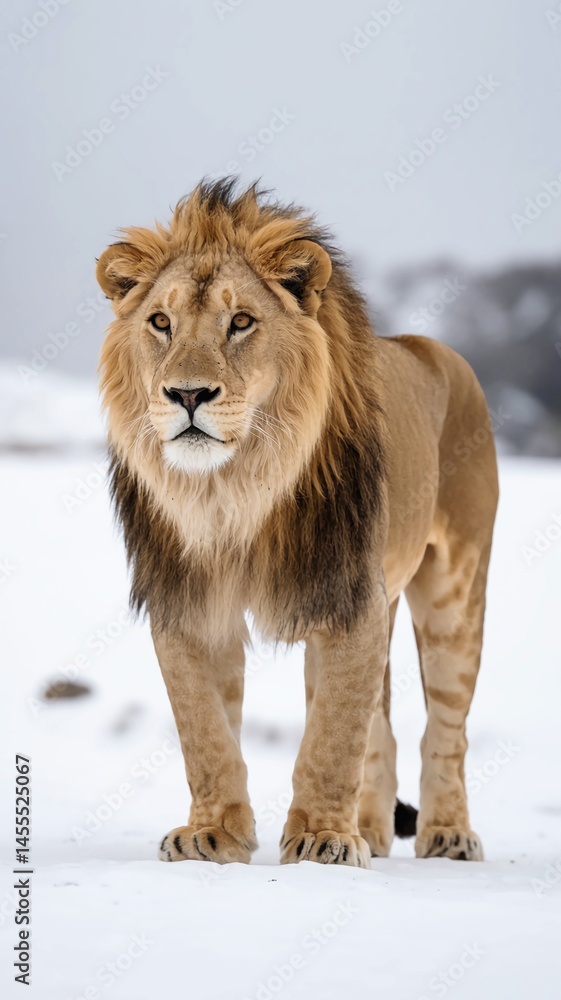 Obraz premium lion in the snow