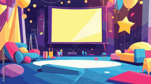 empty stage with curtains and spotlights