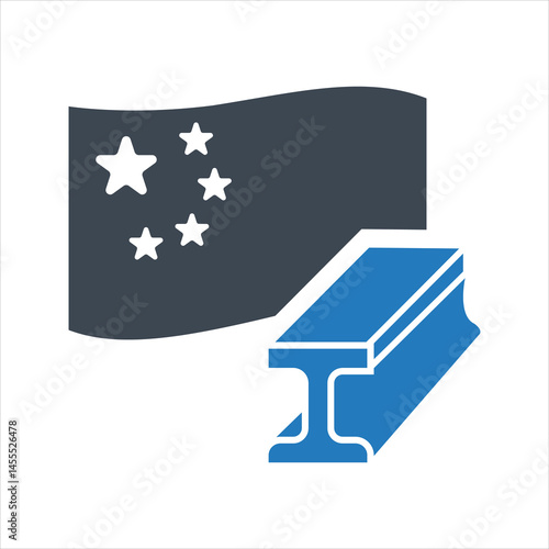 China steel industry icon. China Steel beam icon