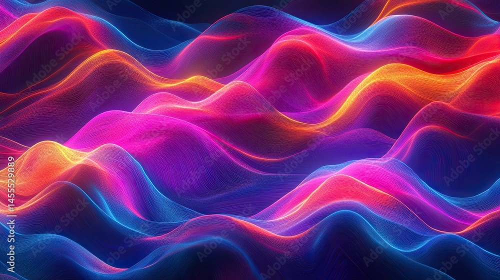 Vivid abstract gradients with glowing lines form fluid and captivating waves Vivid abstract gradients with glowing lines form fluid and captivating waves