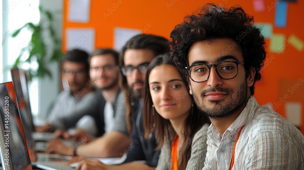 Obraz premium A group of young entrepreneurs from different ethnicities working in a startup office