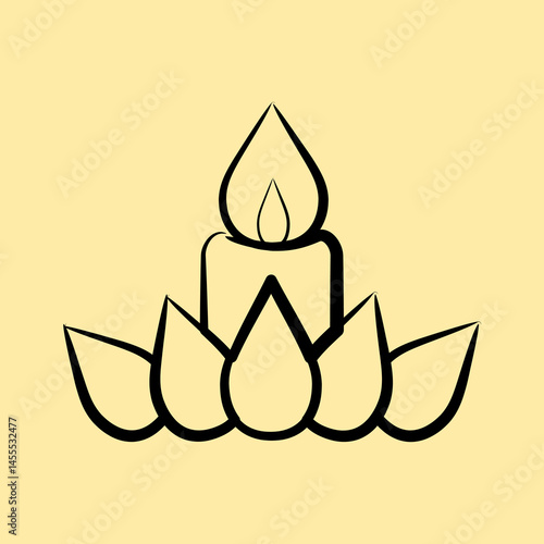 Icon candle. Buddhism and vesak elements. Icon in hand drawn style.