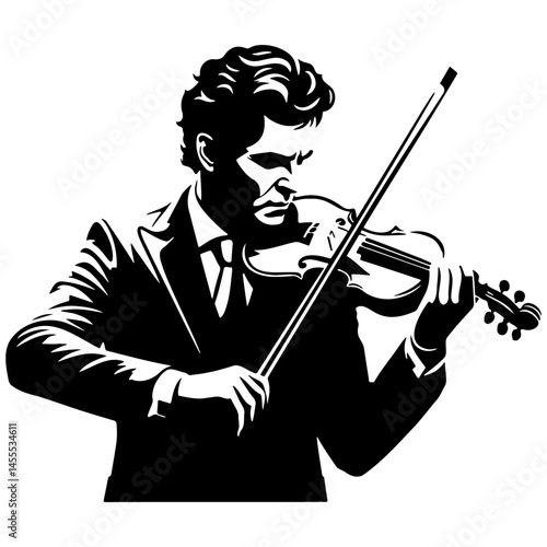 Man Play Violin Illustration.