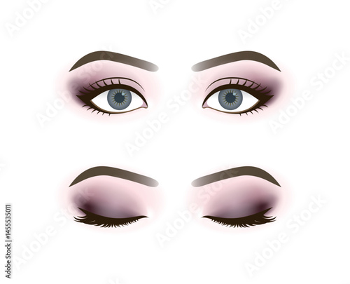 Eyes opened and closed with Smoky Eyeshadow