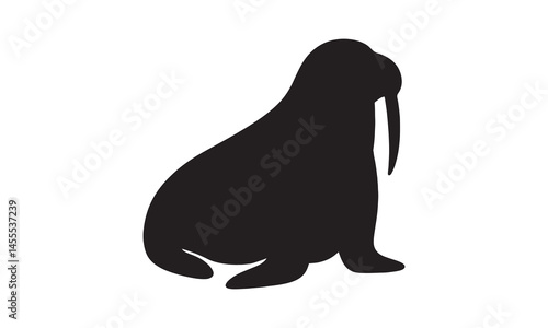 Minimalist Walrus Silhouette | Marine Mammal Icon