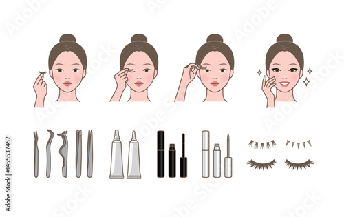 How to put on(wear) fake eyelashes, How to apply false eyelashes, eyelash extensions