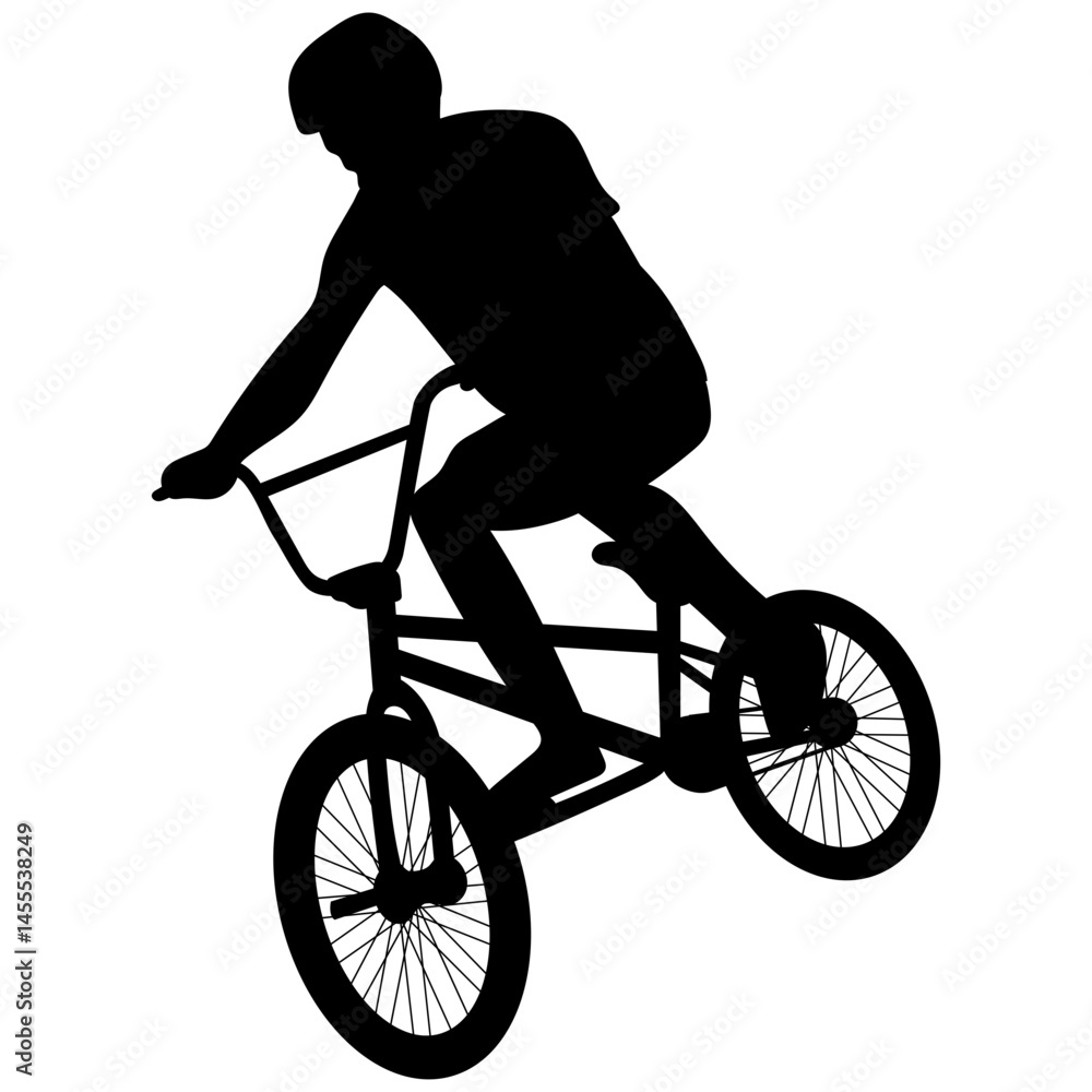 Fototapeta premium Bmx Freestyle Silhouette. Vector Illustration on White Background.