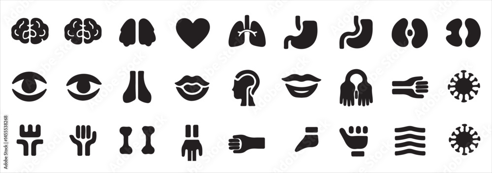 Obraz premium Collection of Human Body Organs and Parts editable vector Icons