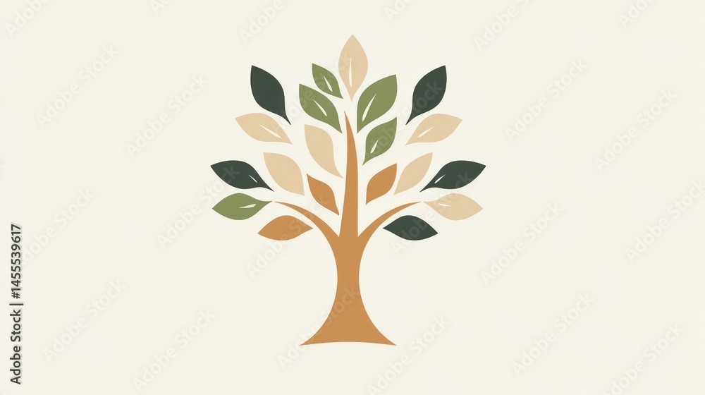 Fototapeta premium Elegant Tree of Life Logo Design: Nature's Grace in Minimalist Style