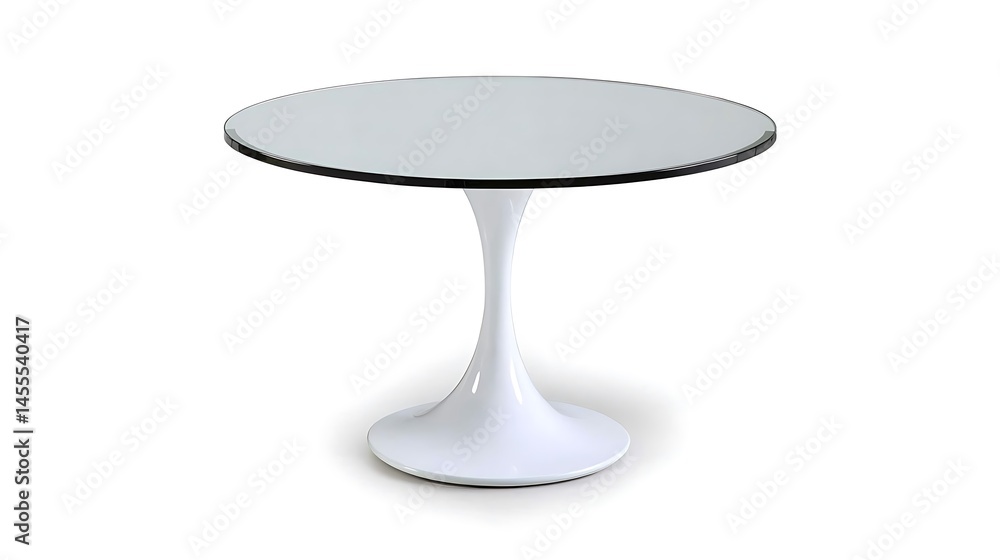 White table with a glass top and a white base White table with a glass top and a white base