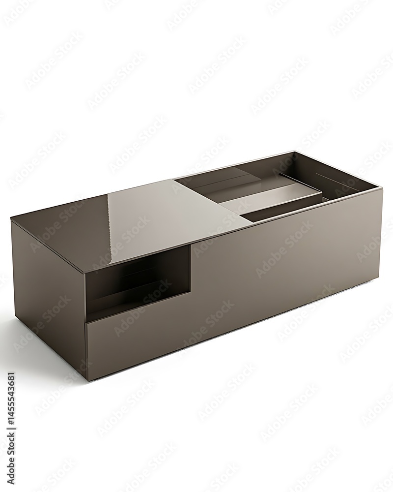 Naklejka premium Large brown table with a glass top and a drawer