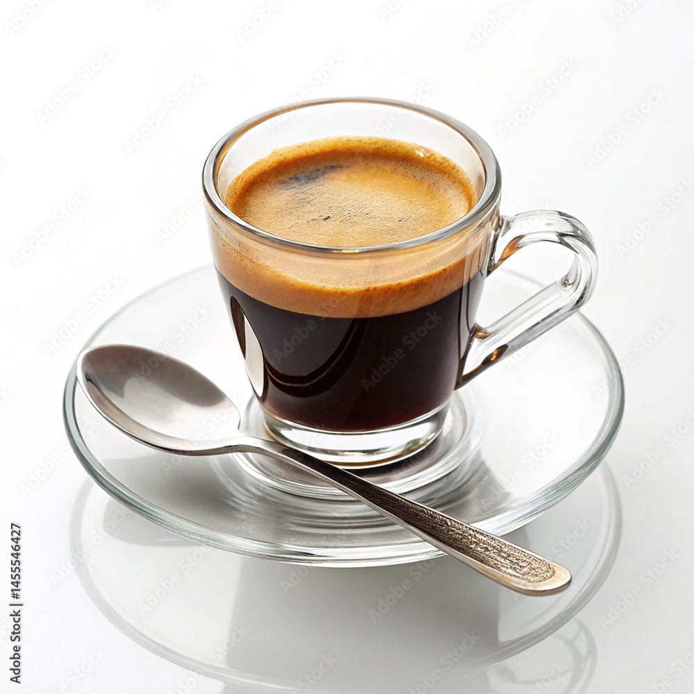Fototapeta premium Perfect Espresso Shot with Golden Crema on White Background