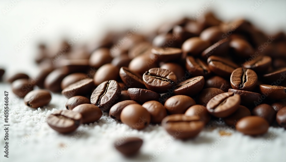 Naklejka premium Macro Shot of Coffee Beans - White Background