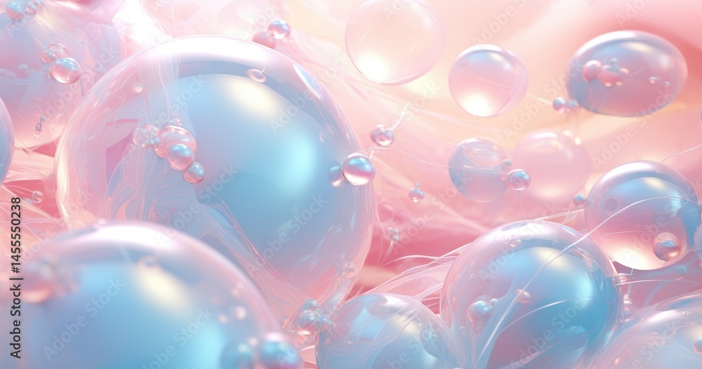 A close-up of translucent bubbles floating in a soft, pastel background. A close-up of translucent bubbles floating in a soft, pastel background.