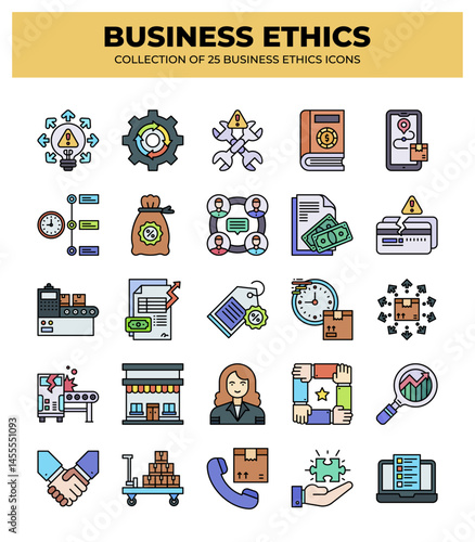 Collection of 25 Business Ethics Icons: A Guide to Ethical Business Practices