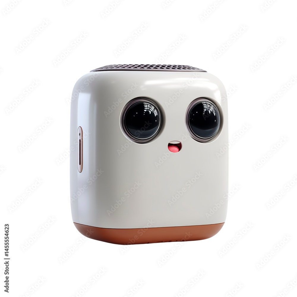 Cute Cuboid Robot with Expressive Eyes - 3D Render Cute Cuboid Robot with Expressive Eyes - 3D Render