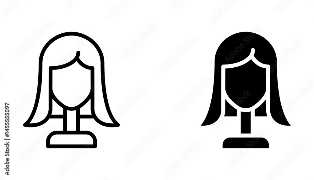 Wig linear icon set. Thin line illustration on white background Wig linear icon set. Thin line illustration on white background