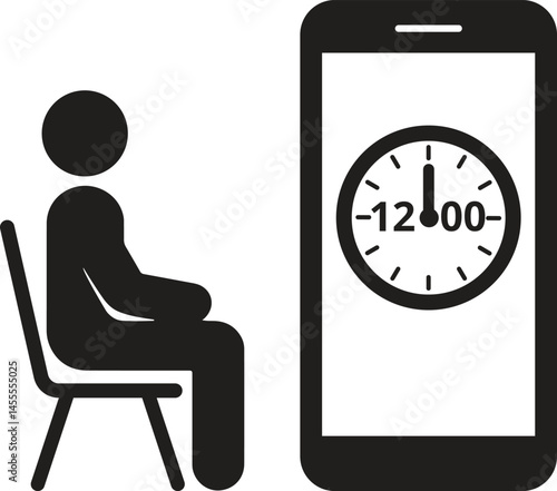 Vector Icon Depicting Smartphone Addiction and Excessive Screen Time