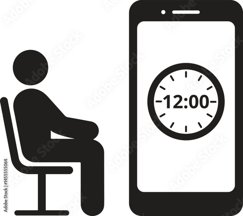 Vector Icon Depicting Smartphone Addiction and Excessive Screen Time
