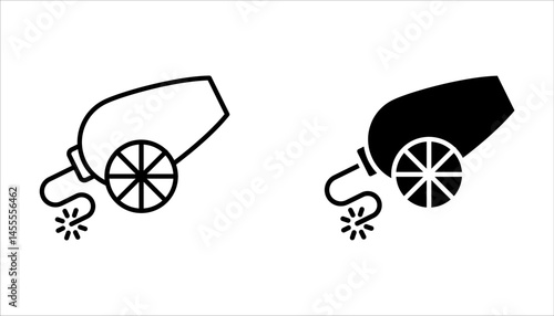 canon icon set, Linear canon icon from Army and war outline collection on white background