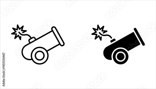 canon icon set, Linear canon icon from Army and war outline collection on white background