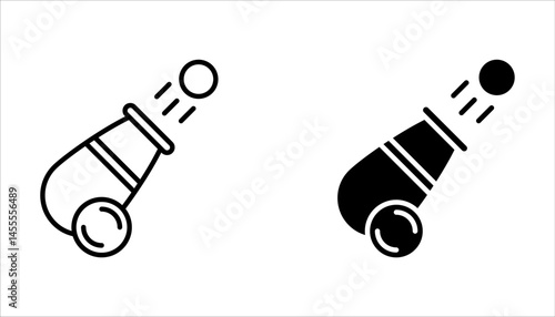 canon icon set, Linear canon icon from Army and war outline collection on white background
