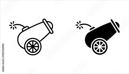 canon icon set, Linear canon icon from Army and war outline collection on white background