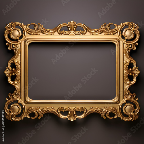 vintage gold frame on black background