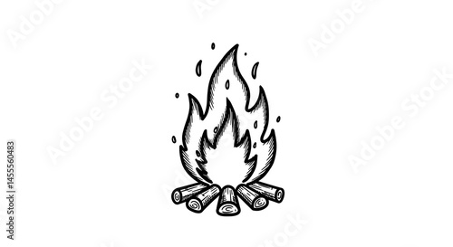 Hand-Drawn Campfire Illustration