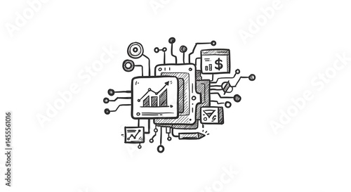 Data Analytics Tech Doodle Style Illustration