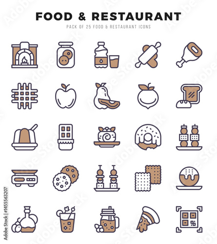 Food and Restaurant web icons in Two Color style.