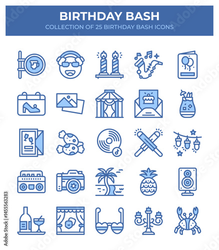Birthday Bash. 25+ Delightful Party Icons Collection