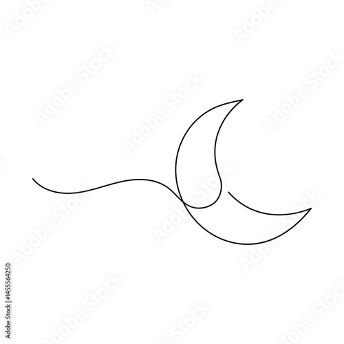 The moon one line art on a white artboard looks clean and peaceful